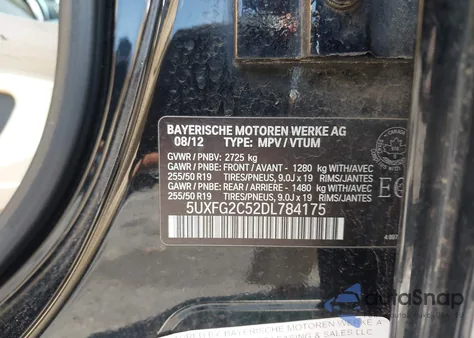 2013 BMW X6 xDrive35I z USA, uszkodzony, nr VIN 5UXFG2C52DL784175